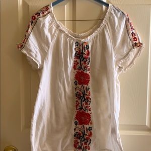 Lucky Brand Cotton Short Sleeve top. Embroidered.